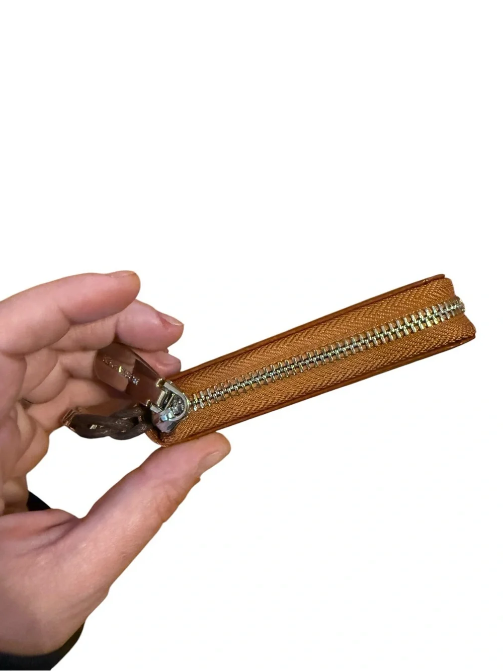 Bostanten zip-Around Leather Wristlet Wallet in Tan